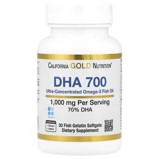 California Gold Nutrition, Huile de poisson DHA 700, Qualité pharmaceutique, 1000 mg, 30 capsules à enveloppe molle à base de gélatine de poisson