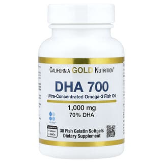 California Gold Nutrition, Aceite de pescado DHA 700, Ultraconcentrado, 1000 mg, 30 cápsulas blandas de gelatina de pescado