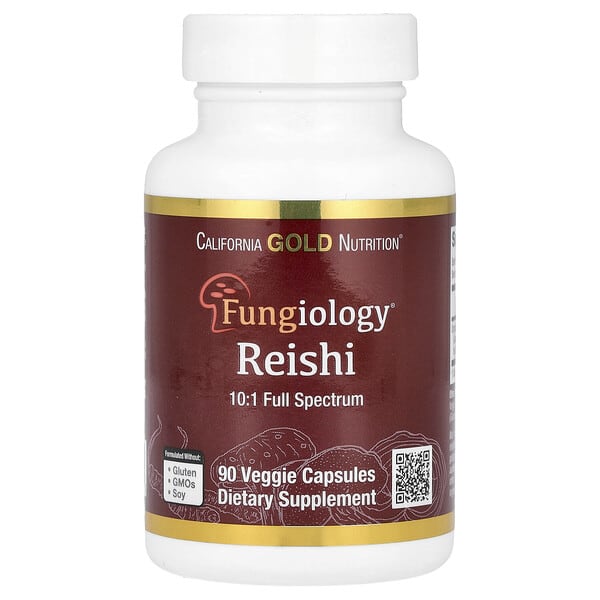 California Gold Nutrition, Reishi (Ganoderma lucidum), Full Spectrum, Certified Organic, 90 Veggie Capsules (600 mg Per Veggie Capsule)