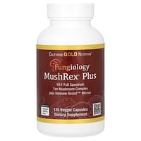 California Gold Nutrition, Fungiology, MushRex Plus, kompleks grzybów o pełnym spektrum, certyfikat potwierdzający organiczność składu, Immune Assist™ Micron, 120 kapsułek roślinnych