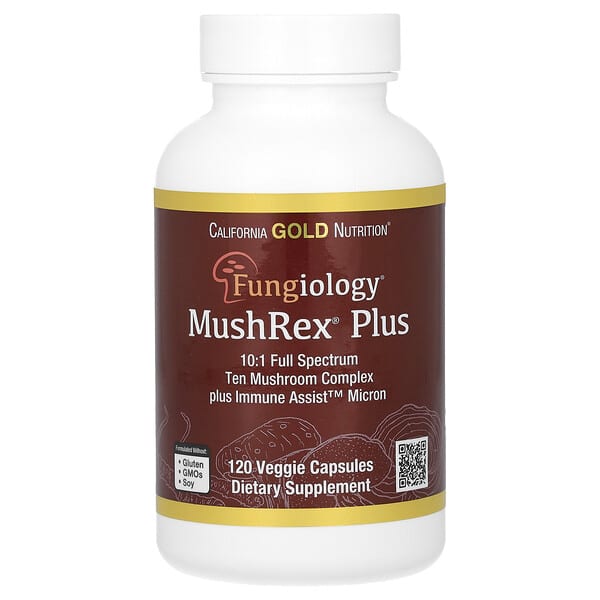 California Gold Nutrition, 加州黃金營養 Fungiology 系列 MushRex Plus 蘑菇複合營養補充劑（素食膠囊），有機認可，含 Immune Assist™ M