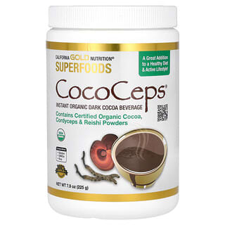 California Gold Nutrition, Superfoods, CocoCeps, Cacao, cordyceps et reishi biologiques, 225 g