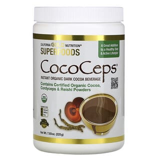 California Gold Nutrition, SUPERFOODS - CocoCeps, Cacau Orgânico, Cordyceps e Reishi, 225 g (7,93 oz)