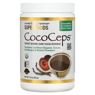 California Gold Nutrition, SUPERFOODS - CocoCeps, Cacao biologique, Cordyceps et reishi, 225 g