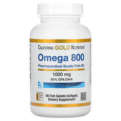California Gold Nutrition, Omega 800, Aceite de pescado ultraconcentrado omega-3, 80 % de EPA y DHA, Producto en forma de triglicéridos, 1000 mg, 90 cápsulas blandas de gelatina de pescado