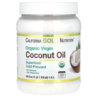 California Gold Nutrition, 슈퍼 푸드, 냉압착 유기농 버진 코코넛오일, 1.6L(54fl oz)