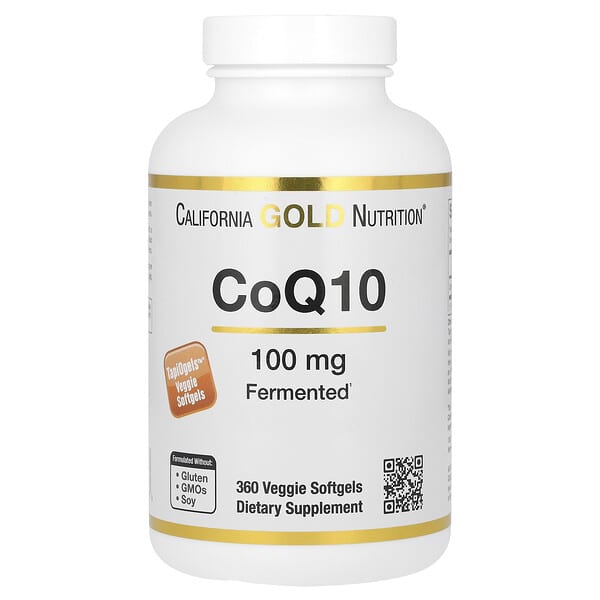 California Gold Nutrition, CoQ10, Ubiquinone USP, Tapioca Veggie Softgel with Sunflower Lecithin, 100 mg, 360 Veggie Softgels