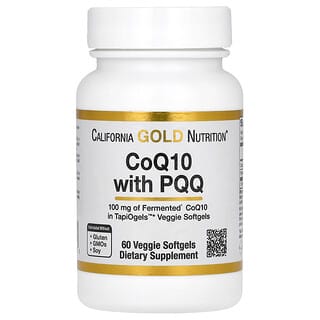 California Gold Nutrition, коэнзим Q10 с пирролохинолинхиноном (PQQ), 100 мг, 60 растительных капсул