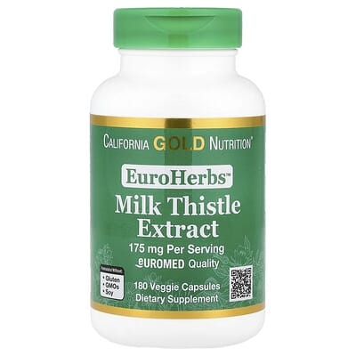 California Gold Nutrition, EuroHerbs, Milk Thistle Extract, Euromed Quality, 175 mg, 180 Vegetarian Capsules