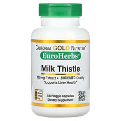 California Gold Nutrition, Extrato de Cardo-Mariano, EuroHerbs, Qualidade Europeia, 175 mg, 180 Cápsulas Vegetais