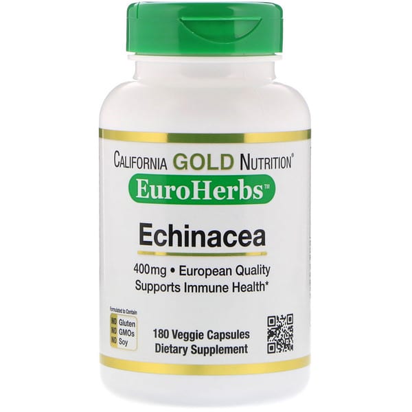 California Gold Nutrition, ムラサキバレンギク、全草粉、400 mg、植物性カプセル180