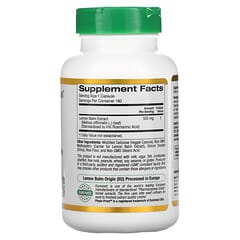 California Gold Nutrition, レモンバームエキス、ヨーロッパ品質、500mg、ベジカプセル180粒