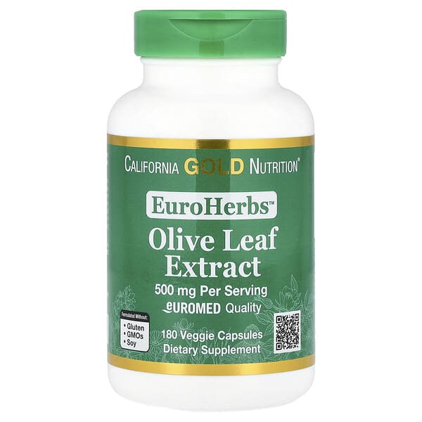 EuroHerbs™, 올리브 잎추출물, EuroMed 품질, 500mg
