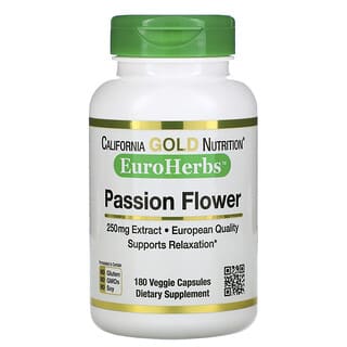 California Gold Nutrition, Flor de la pasión, EuroHerbs, 250 mg, 180 cápsulas vegetales