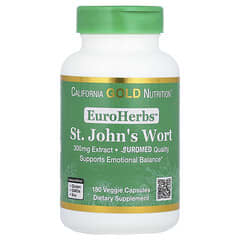 California Gold Nutrition, EuroHerbs, экстракт зверобоя, качество Euromed, 300 мг, 180 растительных капсул
