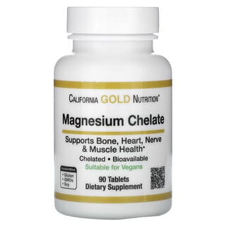 California Gold Nutrition, Magnesium Chelate, Magnesiumchelat, 210 mg, 90 Tabletten (105 mg pro Tablette)