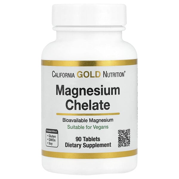 California Gold Nutrition, Magnesium Chelate with Calcium, 90 Tablets