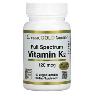 California Gold Nutrition, Vitamina K2 de Full Spectrum, 120 mcg, 60 Cápsulas Vegetais