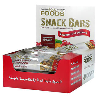 California Gold Nutrition, FOODS, Barritas de granola crujientes con arándanos rojos y almendras, 12 barritas, 40 g (1,4 oz) cada una