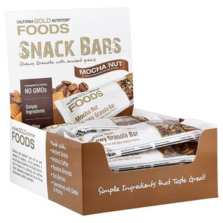 California Gold Nutrition, Foods, Mocha Nut Chewy Granola Bars, 12 Bars, 1.4 oz (40 g) Each