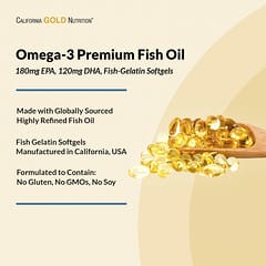 California Gold Nutrition, オメガ3プレミアムフィッシュオイル、魚ゼラチンソフトジェル240粒
