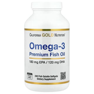 California Gold Nutrition, Omega-3, prémiový rybí olej, 240 měkkých kapslí z rybí želatiny