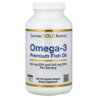 California Gold Nutrition, Omega-3, Aceite de pescado prémium, 240 cápsulas blandas de gelatina de pescado