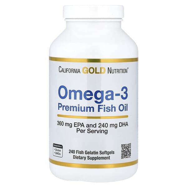 California Gold Nutrition, Omega-3, Premium Fish Oil, 240 Fish Gelatin Softgels