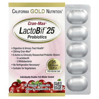 California Gold Nutrition, CranMax® LactoBif Probiotics, 25 Billion CFU, 30 Veggie Capsules