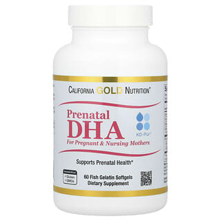 California Gold Nutrition, Prenatal DHA, Omega-3 Fatty Acids DHA and EPA plus Choline for Pregnant and Nursing Mothers, 900 mg, 60 Fish Gelatin Softgels (450 mg per Softgel)