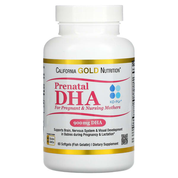 California Gold Nutrition, 妊娠中・授乳中のお母さんのためのプレナータルDHA、900 mg、ジェル60個