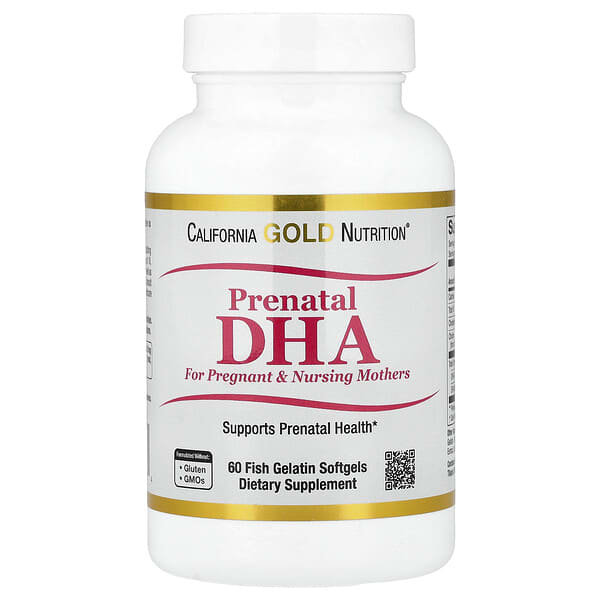 California Gold Nutrition, 適用於孕婦和哺乳期女性的產前 DHA，含 Omega-3 脂肪酸 DHA、EPA 和膽鹼，60 粒魚明膠軟膠囊