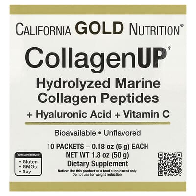 Norland California Gold Nutrition, CollagenUP®, Hydrolyzed Marine Collagen Peptides with Hyaluronic Acid and Vitamin C, Unflavored, 10 Packets, 0.18 oz (5 g) Each supplement Uganda UGX 53169