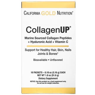 California Gold Nutrition, CollagenUp، بدون نكهات، 10أكياس، 0.18 أونصة (5.16 جم) لكل كيس
