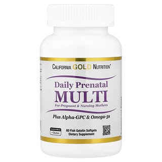 California Gold Nutrition, Prenatal MultiVitamin with Alpha-GPC and Omega-3s, 60 Fish Gelatin Softgel