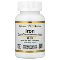 California Gold Nutrition, Ferrochel® Zat Besi (Bisglisinat), 36 mg, 90 Kapsul Nabati