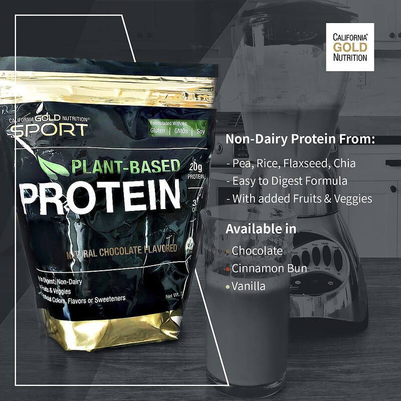 California Gold Nutrition, SPORT - Plant-Based Protein, Chocolate, 2 lb Pouch