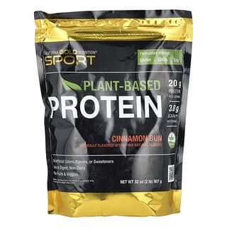 California Gold Nutrition, Plant-Based Protein, Bułeczka cynamonowa, saszetka 2 funty