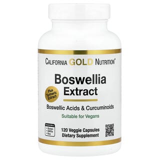 California Gold Nutrition, Extrait de boswellie, Complexe Turmeric Curcumin avec extrait de curcuma et poudre de curcuma, 120 capsules végétales