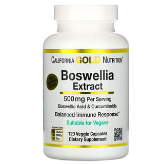 California Gold Nutrition, Extrato de Boswellia, Mais Extrato de Cúrcuma, 500 mg, 120 Cápsulas Vegetais