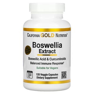 California Gold Nutrition, Extracto de Boswellia con extracto de cúrcuma, 250 mg, 120 cápsulas vegetales