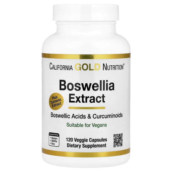 California Gold Nutrition, Boswellia Extract, Turmeric Curcumin Complex with Turmeric Extract and Turmeric Powder, 120 Veggie Capsules