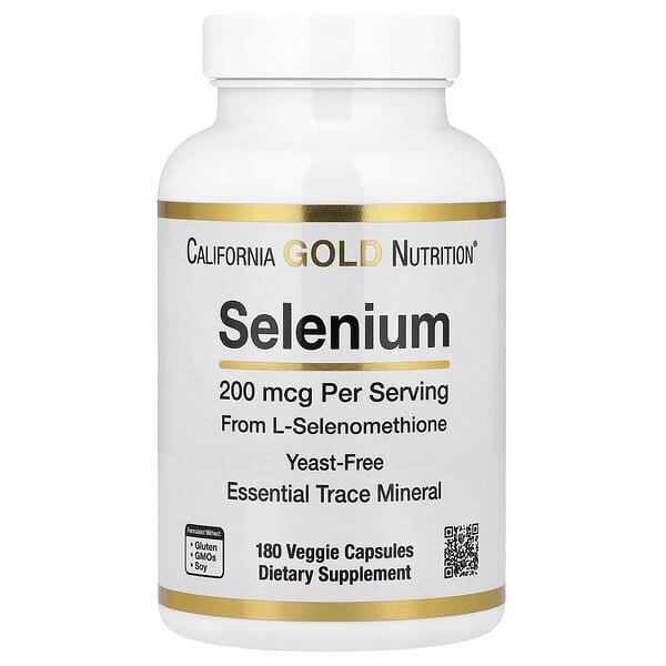 California Gold Nutrition Selenium, Yeast-Free, 200 mcg, 180 Veggie Capsules