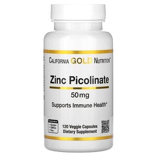 California Gold Nutrition, Picolinato de zinc, 50 mg, 120 cápsulas vegetales