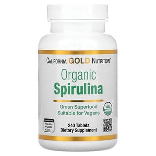California Gold Nutrition, Espirulina orgánica, Producto orgánico certificado por el USDA, 500 mg, 240 comprimidos