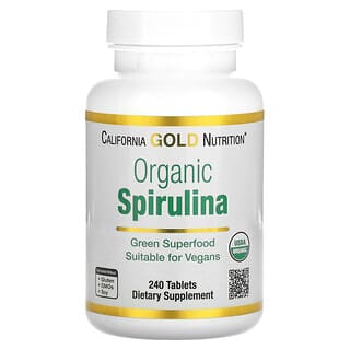 California Gold Nutrition, Espirulina orgánica, Producto orgánico certificado por el USDA, 500 mg, 240 comprimidos