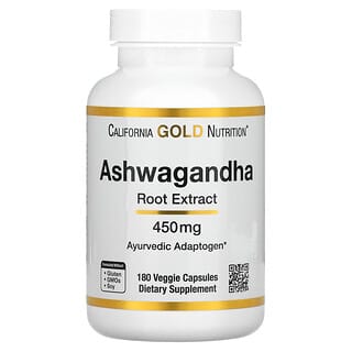 California Gold Nutrition, Ginseng indio, 450 mg, 180 cápsulas vegetales