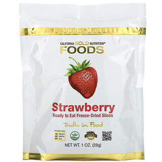 California Gold Nutrition, Freeze-Dried Strawberry, Ready to Eat Whole Freeze-Dried Slices, 1 oz (28 g)