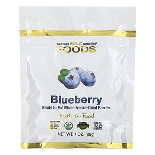 California Gold Nutrition, Freeze-Dried Blueberry, Ready to Eat Whole Freeze-Dried Berries, 1 oz (28 g)
