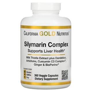 California Gold Nutrition, シリマリン化合物、内側からの健康、オオアザミ、クルクミン、アーティチョーク、タンポポ、ショウガ、ブラックペッパー、ベジカプセル360粒